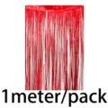 Red tinsel foil fringe curtain 1 meter per pack for holiday party background decor. - Red
