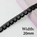 Black cotton lace trim ribbon 20mm wide for DIY sewing clothing gift packaging decoration - 20mm Width / Black