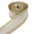 5cm burlap ribbon with white lace 2m roll for DIY craft home decor wedding supply - 4