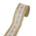 5cm Burlap Ribbon with White Lace Trim Rustic Hessian Fabric Roll for DIY Crafts Home Decor - 22