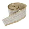 Burlap ribbon with white lace trim, 5cm width rustic jute fabric for DIY crafts and home decor. - 19