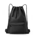 Waterproof drawstring backpack, lightweight gym sports bag, casual travel cinch sack for daily use. - S / Black