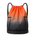 Oranger schwarzer Farbverlauf Kordelzug Sportrucksack mit unterem Nass-Trocken-Fach - Cui orange-grauer Farbverlauf