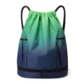 Farbverlauf Kordelzug Sport Rucksack mit Bodenfach, ideal für Schwimmen und Outdoor Fitness Reisen. - Cui Dunkelblau-Grün-Verlauf