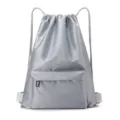 Waterproof drawstring backpack in gray, lightweight gym sack for sports, travel and fitness. - S / Gray