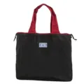 Foldable travel tote bag with black body and red handles, large capacity lightweight shopper. - NL Black