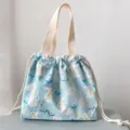 Japanese cartoon rabbit print drawstring lunch bag cute canvas bento tote for women girls - Dandelion Bunny Drawstring Lunch Bag