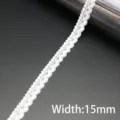 White stretch lace trim 15mm wide for sewing garment accessories and DIY crafts 5m pack - 15mm