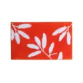 Tapis de bain tufté orange avec motif de feuilles blanches, absorbant et antidérapant. - 40x60cm / Rouge