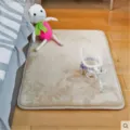 Tapis de sol carré en éponge double couche épaissi en flanelle, tapis de chevet de chambre. - 51*61 Forme en U / Beige
