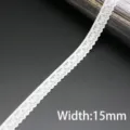 White elastic lace trim 15mm width, 5 meters pack for garment sewing and DIY craft decor. - 15mm
