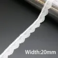 White elastic lace trim 20mm width for sewing apparel crafts and DIY home decor projects. - 20mm