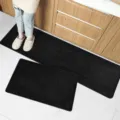 Kitchen floor mat set black solid color anti-slip absorbent long runner and mat modern - 40*60cm / Black