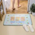 Joli tapis de bain ours mignon antidérapant absorbant pour entrée de salle de bain - 50x80cm / Oursons réunis