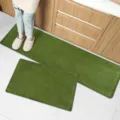 Kitchen floor mat set, non-slip absorbent green runner rug for home kitchen & bathroom. - 40*60cm / Army Green