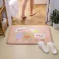 Joli tapis de sol antidérapant ours dessin animé, rose absorbant entrée salle de bain. - 50x80cm / Ours en fête
