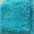 Thickened shaggy bathroom mat, ultra-absorbent microfiber tufted anti-slip floor rug. - Teal