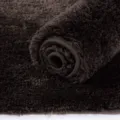 Dark brown shaggy bathroom mat, ultra-soft microfiber tufted bath rug with anti-slip border. - Black Customized