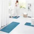 Ensemble de tapis de bain en mousse à mémoire bleu antidérapant tapis de sol pour la maison - Bleu lac
