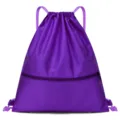 Purple drawstring backpack lightweight gym sack sports bag for hiking and running. - Purple
