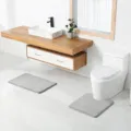 Tapis de bain gris en mousse a memoire absorbant antiderapant pour porte de chambre - Gris clair
