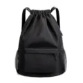 Black lightweight drawstring backpack, casual sports gym sackpack and travel daypack. - S / Black