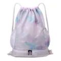 Tie-dye waterproof drawstring backpack with wet compartment for swimming, gym and travel. - Cui Tie-Dye Pink-Purple Pattern