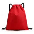Red drawstring backpack sports gym sack waterproof travel lightweight casual bag - Red