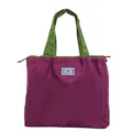 Large capacity foldable tote bag, lightweight shopping mommy bag with green handles and purple body. - S / NL Purple