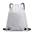 White Oxford Cloth Drawstring Backpack Gym Sack Sport Fitness Bag Outdoor Travel Hiking Bag - White