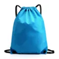 Bright blue drawstring backpack for sports gym fitness and outdoor travel, lightweight and durable. - Lake Blue