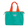 Sac cabas pliable en nylon vert et orange avec cordon de serrage et étiquette variante. - Petit modèle (45*28cm) / NL bleu lac