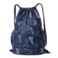 Waterproof Gym Swim Drawstring Backpack Wet Dry Separation Sports Travel Gym Bag Blue - CUI Blue-Green Thread Pattern