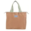 Large capacity foldable shopping tote bag with drawstrings, lightweight travel mommy bag. - S / NL Camel