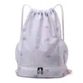 Tie-dye drawstring backpack with dry wet separation shoe compartment for gym swimming travel. - CUI Light Purple Pattern