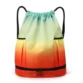 Farbverlauf Kordelzug Rucksack Nass Trocken Trennung Schwimmen Fitness Sporttasche - Cui Oranger-Grüner Farbverlauf