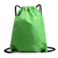 Green drawstring backpack, lightweight gym sack for sports, fitness and outdoor travel. - Green