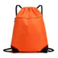 Orange drawstring backpack gym sack sport cinch bag with front zipper pocket and reinforced corners - Orange