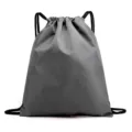Grey drawstring backpack for sports, gym, and travel. Waterproof lightweight daily bag. - Gray