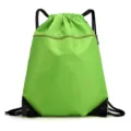 Green drawstring backpack gym sack lightweight sport cinch bag with front zipper pocket - Small Size 45*34cm / Green