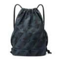 Waterproof gym drawstring backpack with dry wet separation compartment for sports travel. - CUI Dark Green Pattern