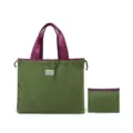 Grand sac cabas pliable, sac de courses réutilisable avec pochette de rangement pour voyage. - Vert Militaire
