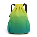 Waterproof drawstring backpack, gradient gym sports sackpack, lightweight nylon travel daypack. - S / Yellow Green Gradient