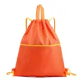 Orange oxford cloth drawstring backpack, portable outdoor sports gym bag with top handles. - 33x39cm / Orange
