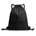 Schwarzer Kordelzug Rucksack Sport Gymsack leicht Fitness Training Tasche mit Reißverschluss - Klein 45*34 / 017 Schwarz