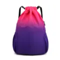 Waterproof drawstring backpack with pink purple gradient design for outdoor sports and daily travel use. - S / Red Blue Gradient
