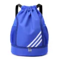 Wasserdichter Nylon Sport Turnbeutel mit Schuhfach und Netztaschen für Fitness Training. - Saphirblau