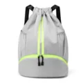 Grauer Turnbeutel mit Neongelben Streifen Wasserdichter Sport Rucksack für Damen Herren - Grau