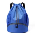 Leichter blauer Kordelzug-Rucksack mit Schuhfach und seitlichen Netztaschen für Sport Fitness. - Saphirblau