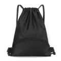 Sac à dos cordon noir étanche en tissu oxford avec poche zippée pour le sport fitness. - Petit (usage quotidien) / Noir incurvé